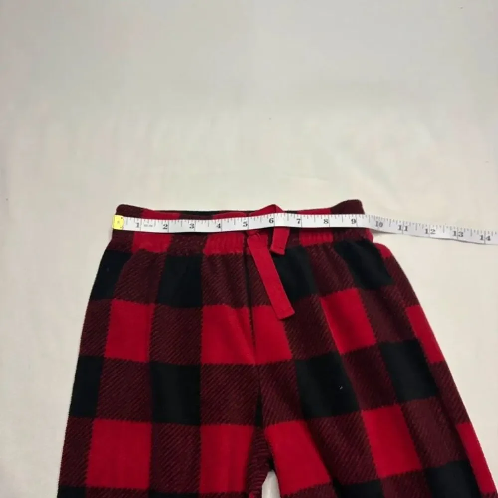 Red Black Buffalo Plaid Fleece Pants Size XS (4-5) | Kids Pajama Lounge Pants